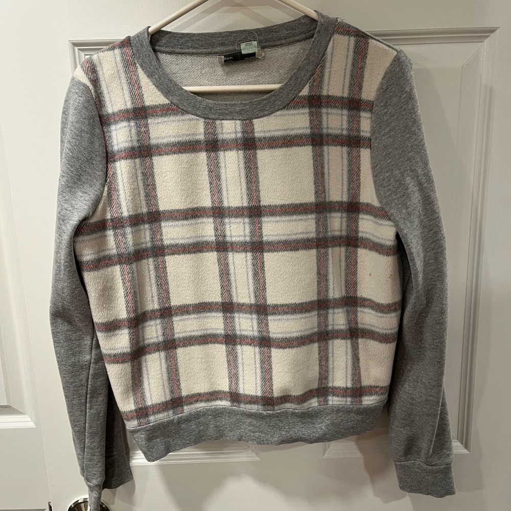 Plaid Crew Neck Women's Top